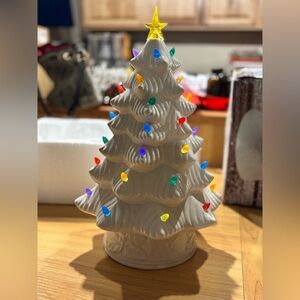 16” Vintage Ceramic Christmas Tree with Multicolor Lights